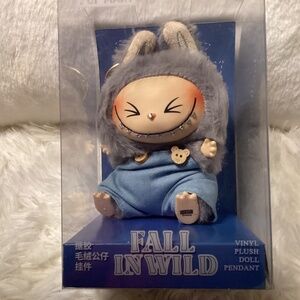 Labubu Look Alike Fall In Wild Vinyl Doll, Color Grey, Blue